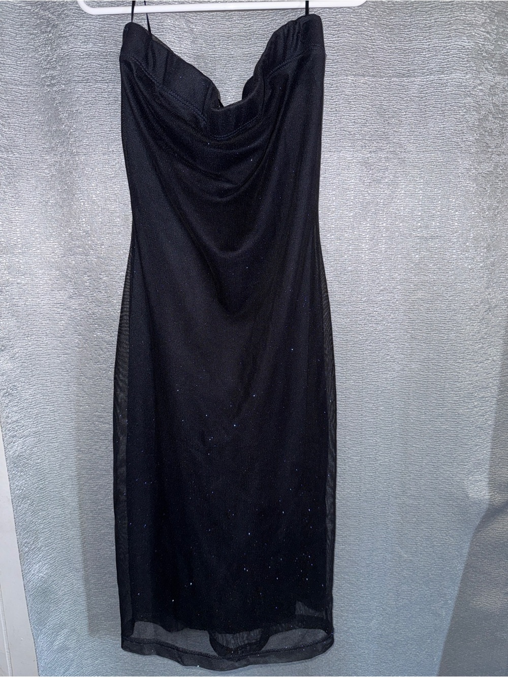 Windsor Black Strapless Sheer Overlay Mini Dress